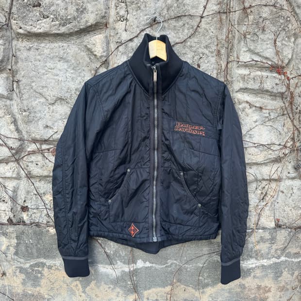 할리데이비슨 빈티지 퀄팅 패딩 봄버 자켓 블랙 m