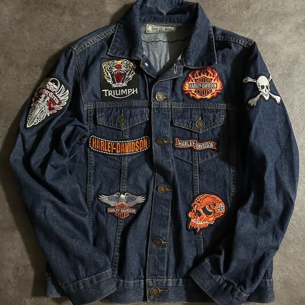 데님 자켓 + 할리데이비슨패치