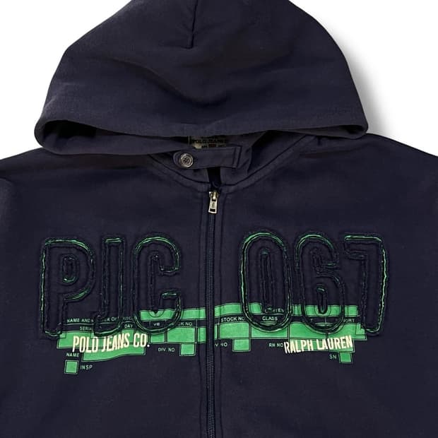 빈티지 레트로 폴로 패치 후드집업