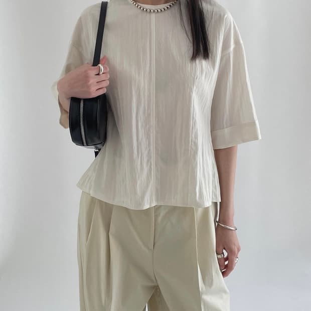 헴프 반팔 블라우스 소라