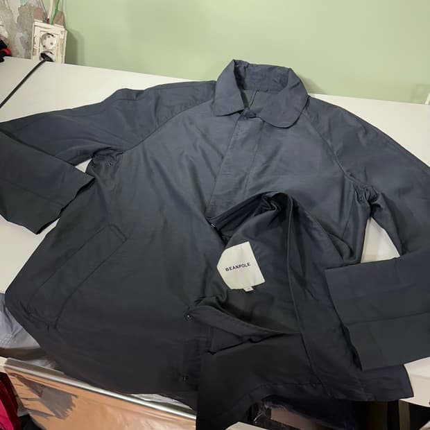 100 빈폴 챠콜 그레이 나일론 간절기 경량 레인트렌치코트