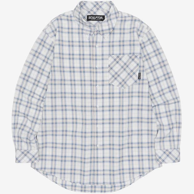 SCULPTOR Plaid Beach Shirt Blue M