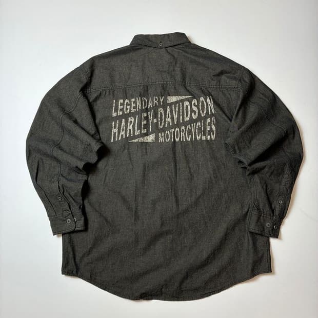 할리데이비슨 피그먼트 프린팅 데님 셔츠 PN8290