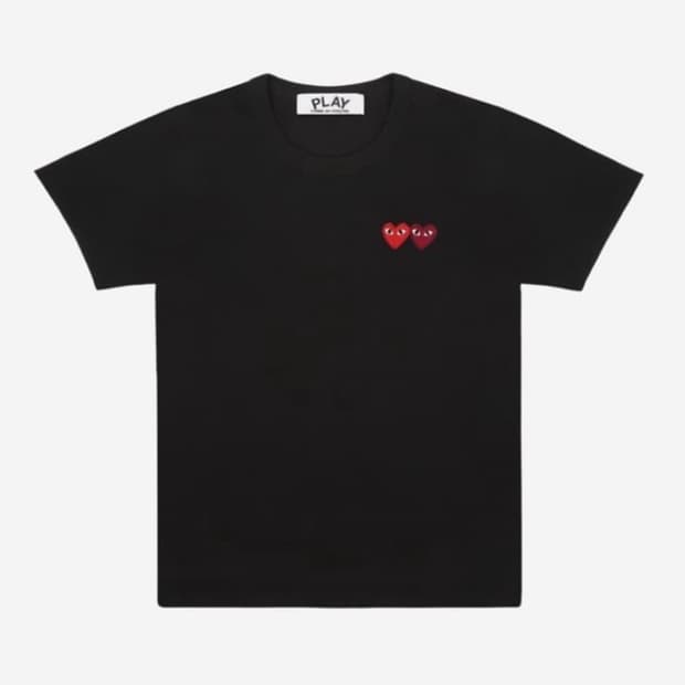꼼데가르송 더블 하트 티셔츠 블랙