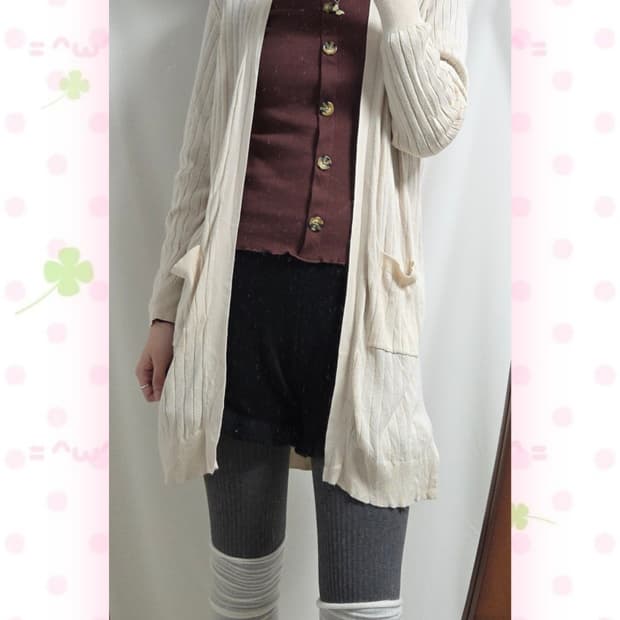 CINEMA CLUB 아이보리 면혼방 가디건