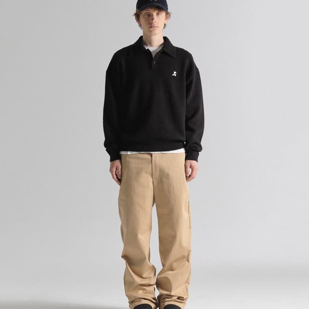레스트앤레크레이션 오버사이즈 폴로 니트 탑 블랙