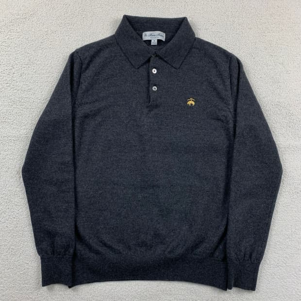 브룩스브라더스 자수로고 울 칼라 니트 차콜 