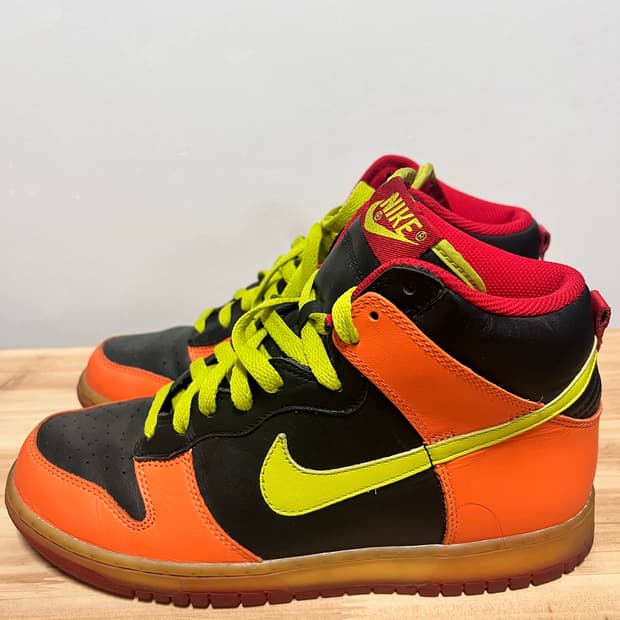 [265] 나이키 덩크하이 오렌지 라임 블랙 레드