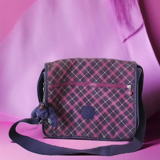 키플링 체크무늬 크로스백 가방 + 키링