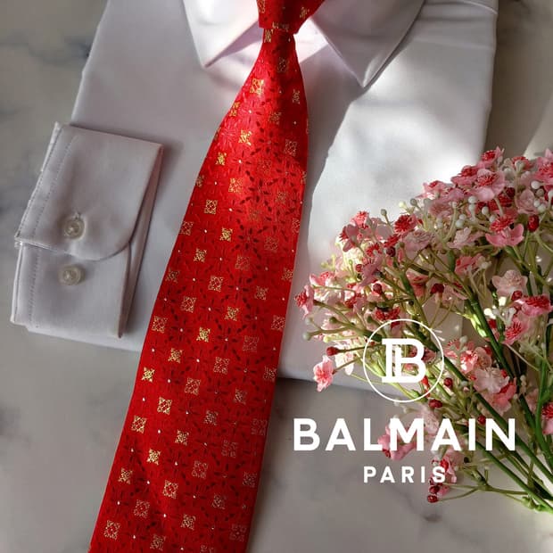 발망 실크 레드 자카드 패턴 넥타이 9cm A+등급 A19599
