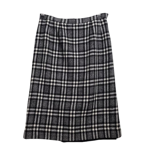 TOKYO STYLE 빈티지 그레이 체크 스커트 울 100%