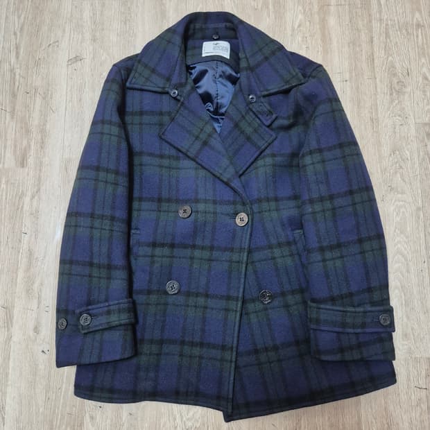 유앤엘씨 남성 울 체크 더플코트 