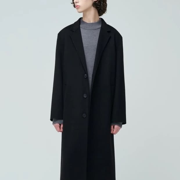 무탠다드 캐시미어 블렌드 핸드메이드 사이드 슬릿 롱 코트