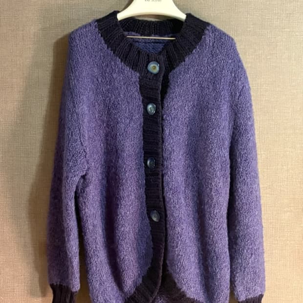 보라색 털실 니트 가디건 JAPAN
