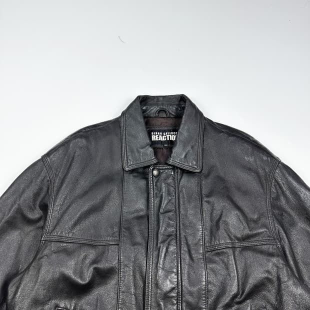 VTG 빈티지 소가죽 블랙 블루종 가죽자켓 (XL)