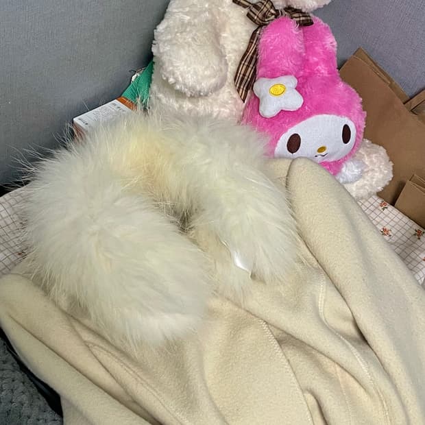 아이보리 코트 원피스코트 노카라 롱코트 퍼코트 연노랑