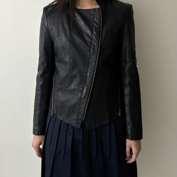 double zip leather jacket