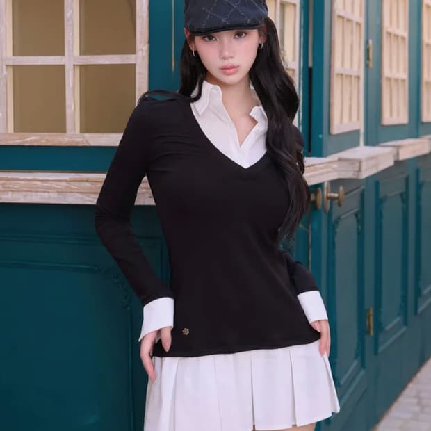 카인다미 플리츠 셔츠 원피스