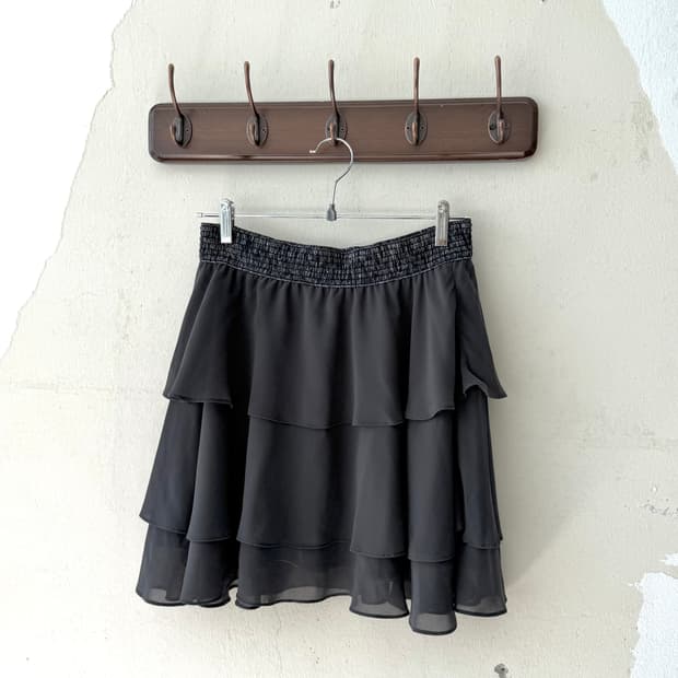 Charcoal gray cancan midi skirt