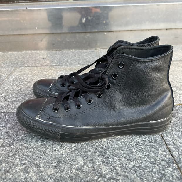 컨버스 올블랙 레더 하이 270size