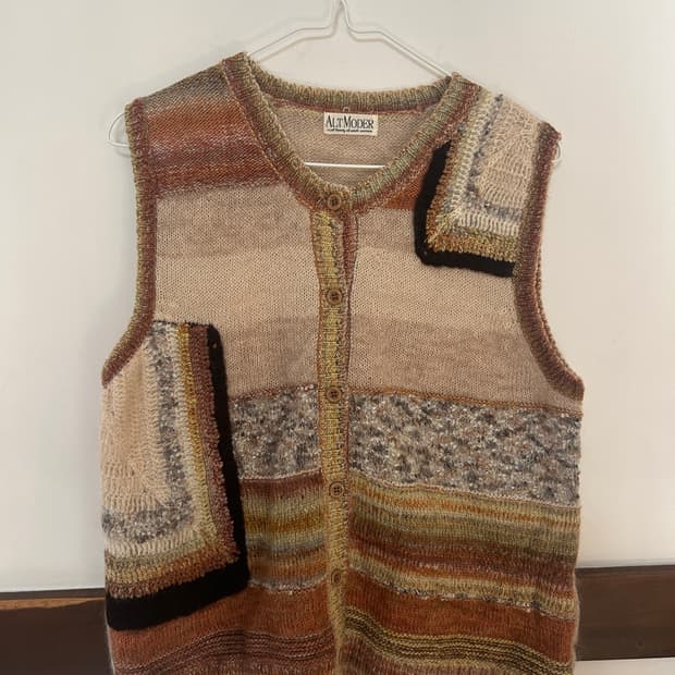 패치워크 니트 조끼