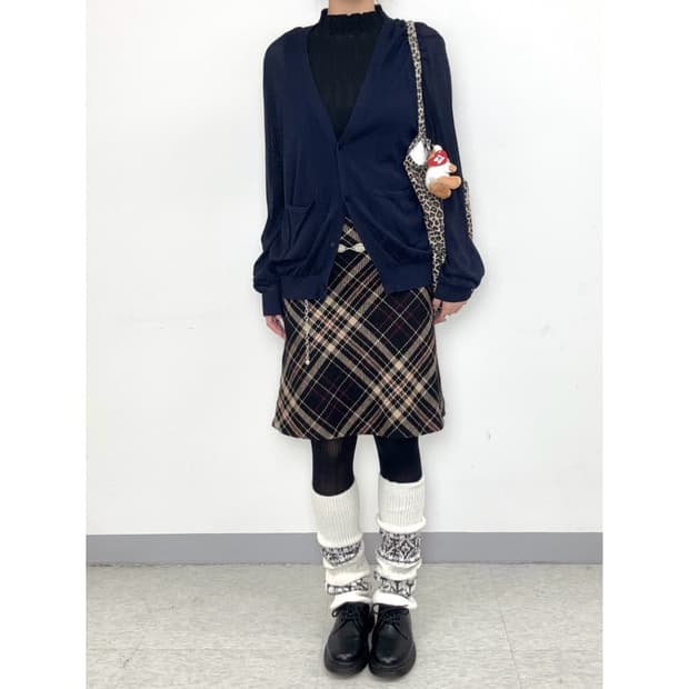 빈티지 체크 울 스커트