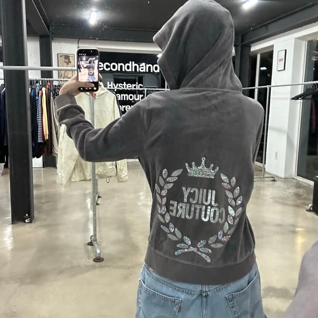 Juicy couture 빈티지 벨벳 그레이 후드집업