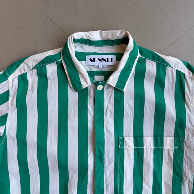 써네이 하프버튼 스트라이프 셔츠