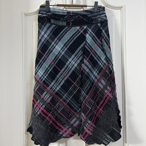 vintage check wool skirt