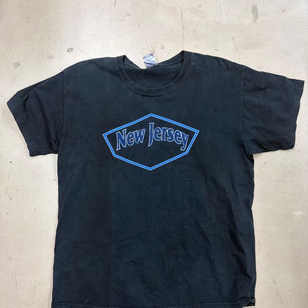 빈티지 뉴저지 그래픽 티셔츠 L Navy