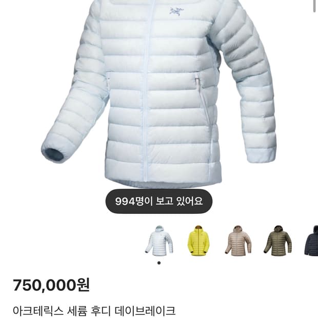 아크테릭스 세륨 후디 데이브레이크 패딩 XL 사이즈