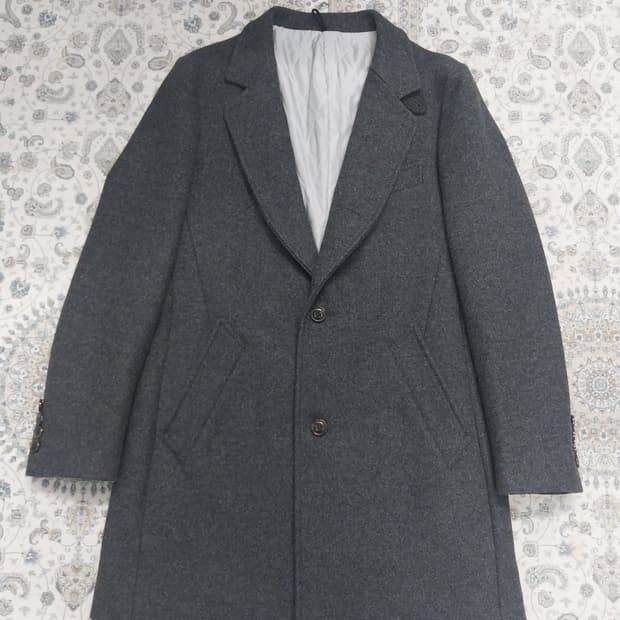 커스텀멜로우 양가죽배색 그레이 울코트 105