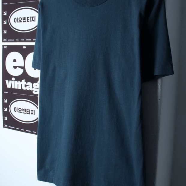 (L-XL) 유니클로 반팔 티셔츠 U라인 무지 블루-H32929