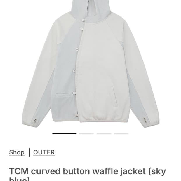 더콜디스트모먼트x한로로 버튼 와플 자켓 스카이블루