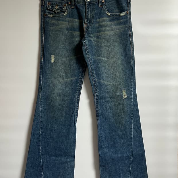 트루릴리젼 와이드 부츠컷 플레어진 데님팬츠 청바지 34