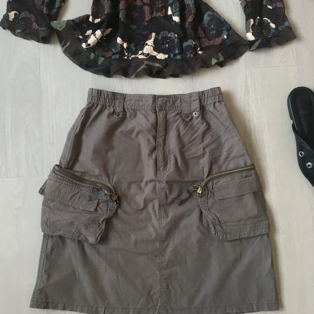 jpn vintage khaki cargo pocket skirt