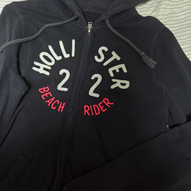홀리스터 네이비 원형로고 후드집업