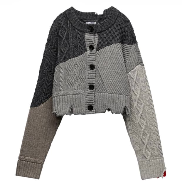 자라 x 아더에러 디스트로이드 크롭 가디건 블루 L-XL