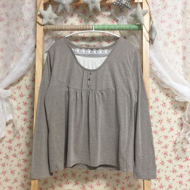 빈티지 모리걸 그레이브라운 레이어드 슬리브