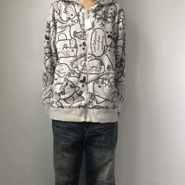 Cat pattern hood zip up