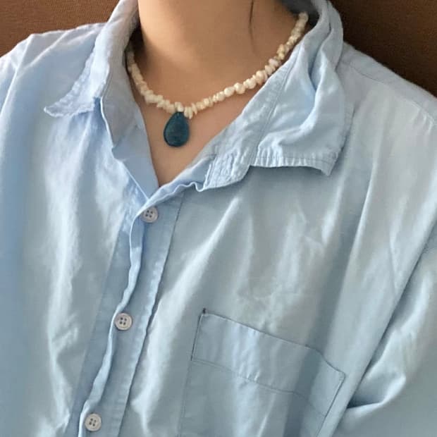 [1회착용] 시드주얼리 Blue apatite necklace