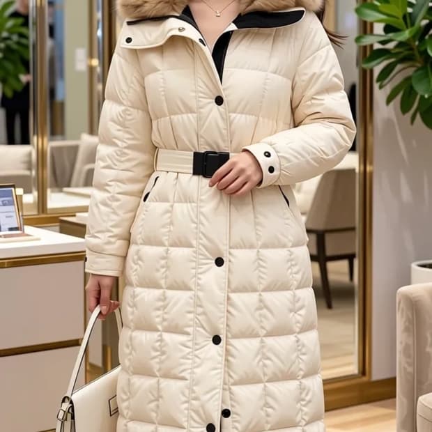 몽클레어 그레노블 벨티드 리얼폭스퍼 롱패딩