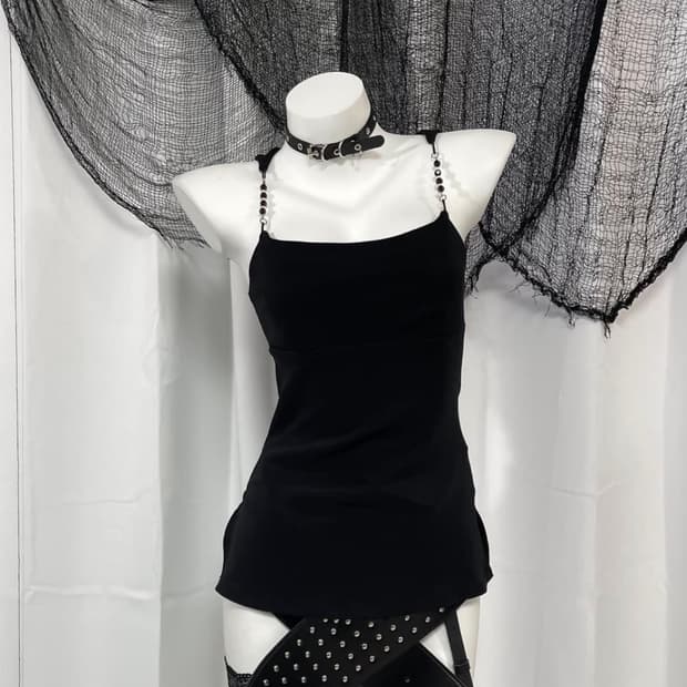 블랙 나시 슬리브리스