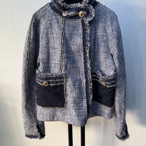 정품) TIME 타임 한섬 트위드 블루 자켓 82