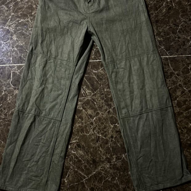 쿠어 노 페이드 카펜터 데님 팬츠 올리브그린