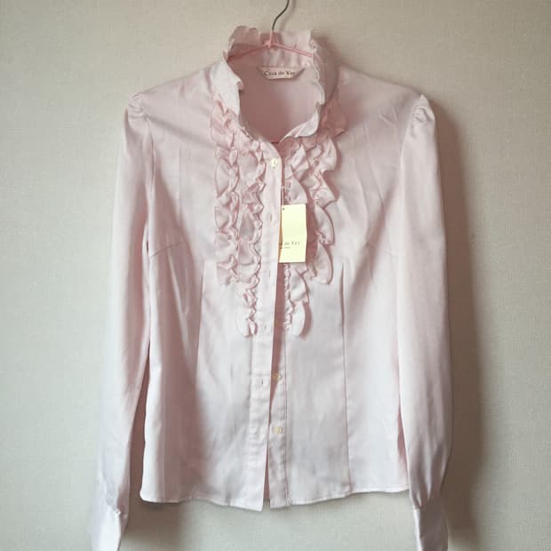 데드스탁 빈티지 공겜 로걀 러블리 프릴 블라우스 핑크 탑