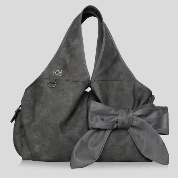 시월107 보우 숄더백 누벅 그레이