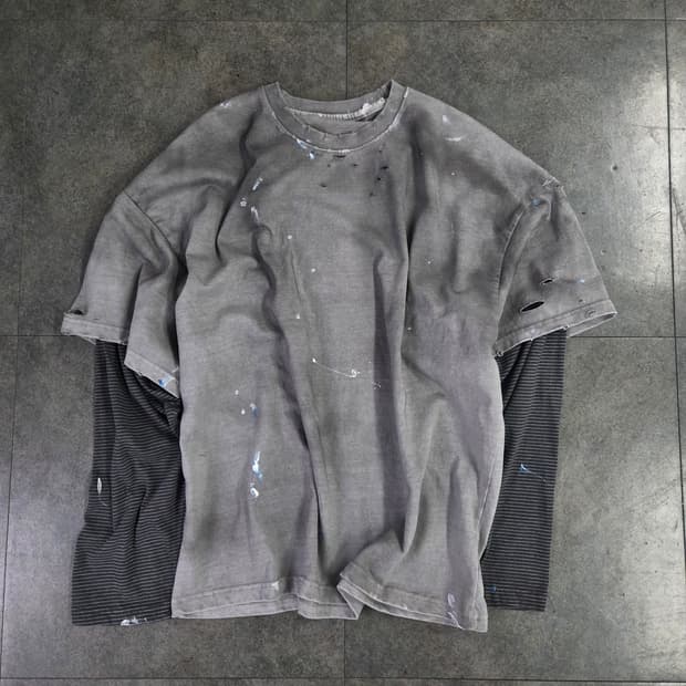 빈티지 레이어드 긴팔티셔츠