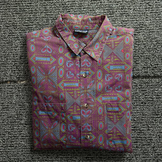 90s 파타고니아 네이티브 아즈텍 인디언 패턴 에스닉 셔츠 2458