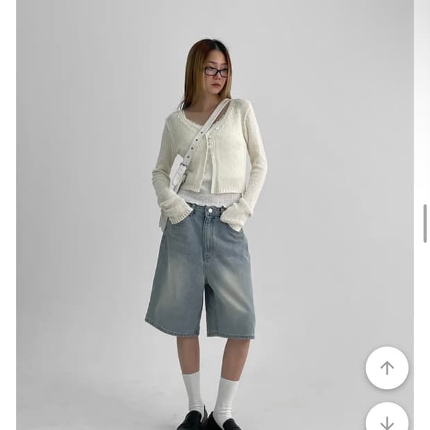 블랙업 론맥스 버뮤다 데님팬츠 연청 M